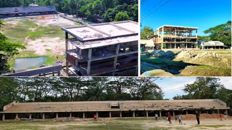 ধীরগতিতে চলছে হাতিয়া মিনি ফুটবল স্টেডিয়াম নির্মাণকাজ